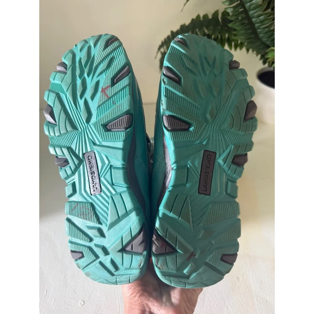 Lands End Snow Flurry Kids Winter Boots Teal Camo‎ Water Resistant Size 3 525909